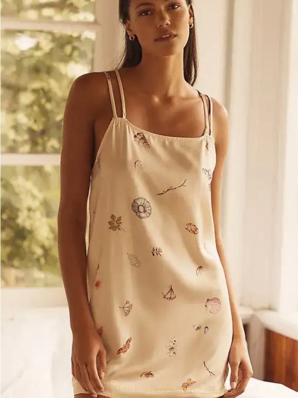 Anthropologie Mini satin slip shift dress.